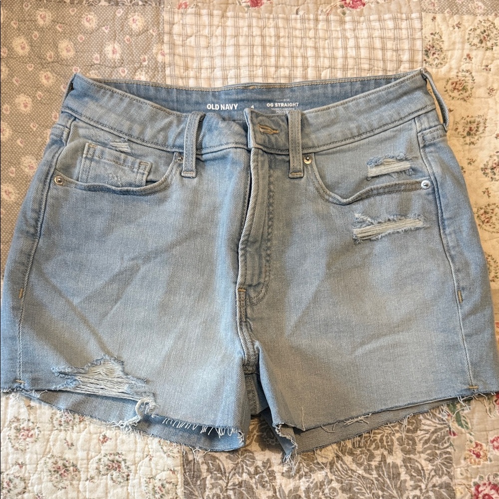 Old Navy Light Blue Distressed Denim Jean Shorts - Women's